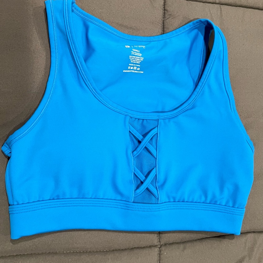 EUC blue buff bunny bra